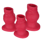 PLUG IT Pig Hole Hollow Silicone Fuck Plug Red Medium