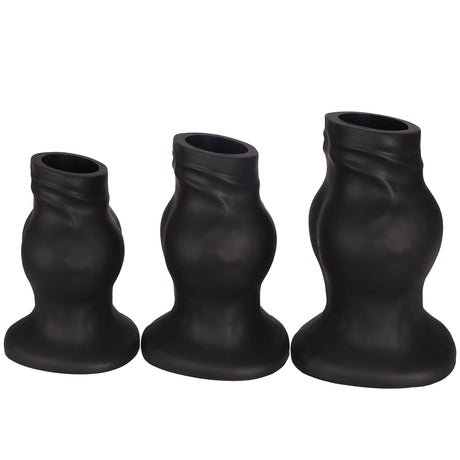 PLUG IT Pig Hole Hollow Silicone Fuck Plug Black Large