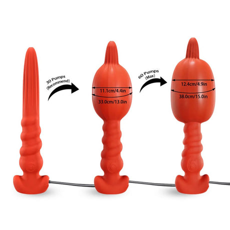 TOPPER Inflatable Stretch Training Anal Plug 14 Inch Red