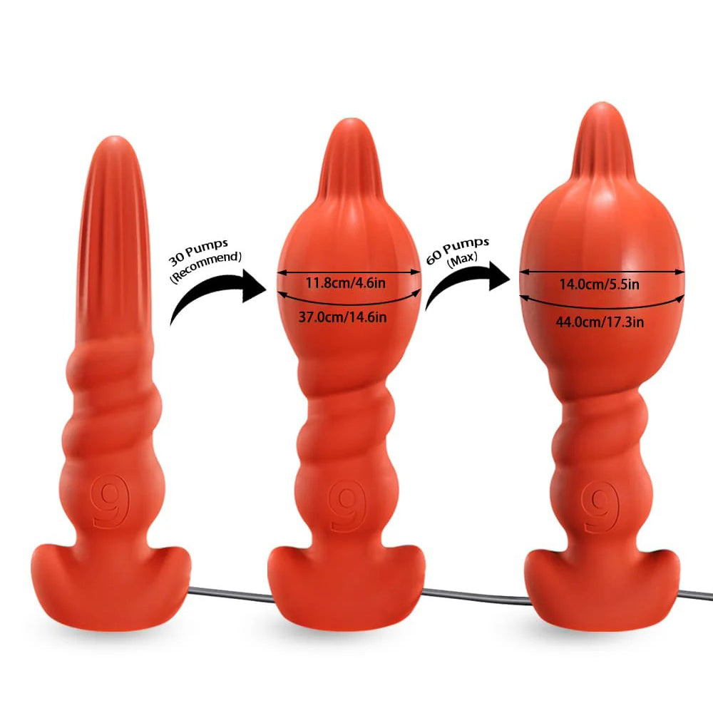 TOPPER Inflatable Stretch Training Anal Plug 15 Inch Red