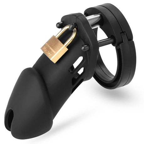 LOCK4D Origional Silicone Chastity Cock Cage Black L/XL