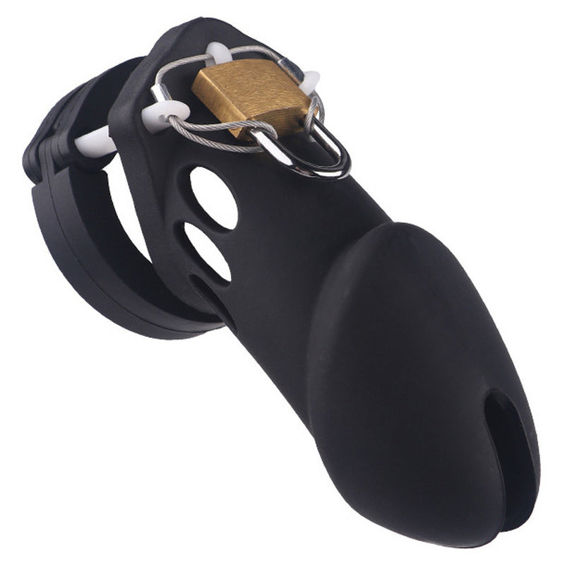 LOCK4D Origional Silicone Chastity Cock Cage Black L/XL