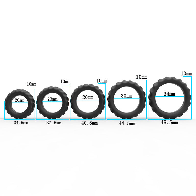 ruff GEAR Pure Silicone XACT Fit Cock Rings 5 Pack