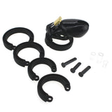 LOCK4D Original Silicone Chastity Cock Cage Black S/M