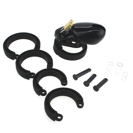 LOCK4D Original Silicone Chastity Cock Cage Black S/M