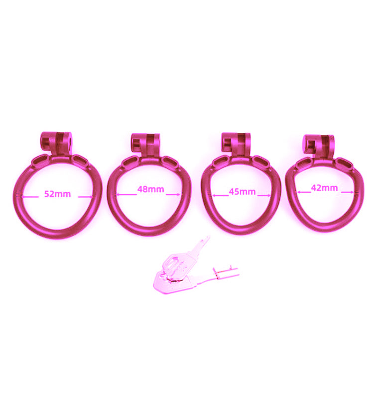 LOCK4D Armoured Bent Ring Chastity Cage Pink Limited Edition