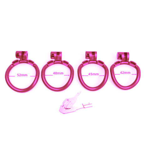 LOCK4D Armoured Bent Ring Chastity Cage Pink Limited Edition
