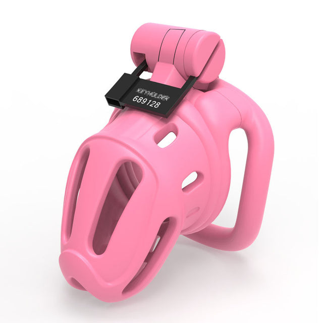 LOCK4D Armoured Bent Ring Chastity Cage Pink Limited Edition