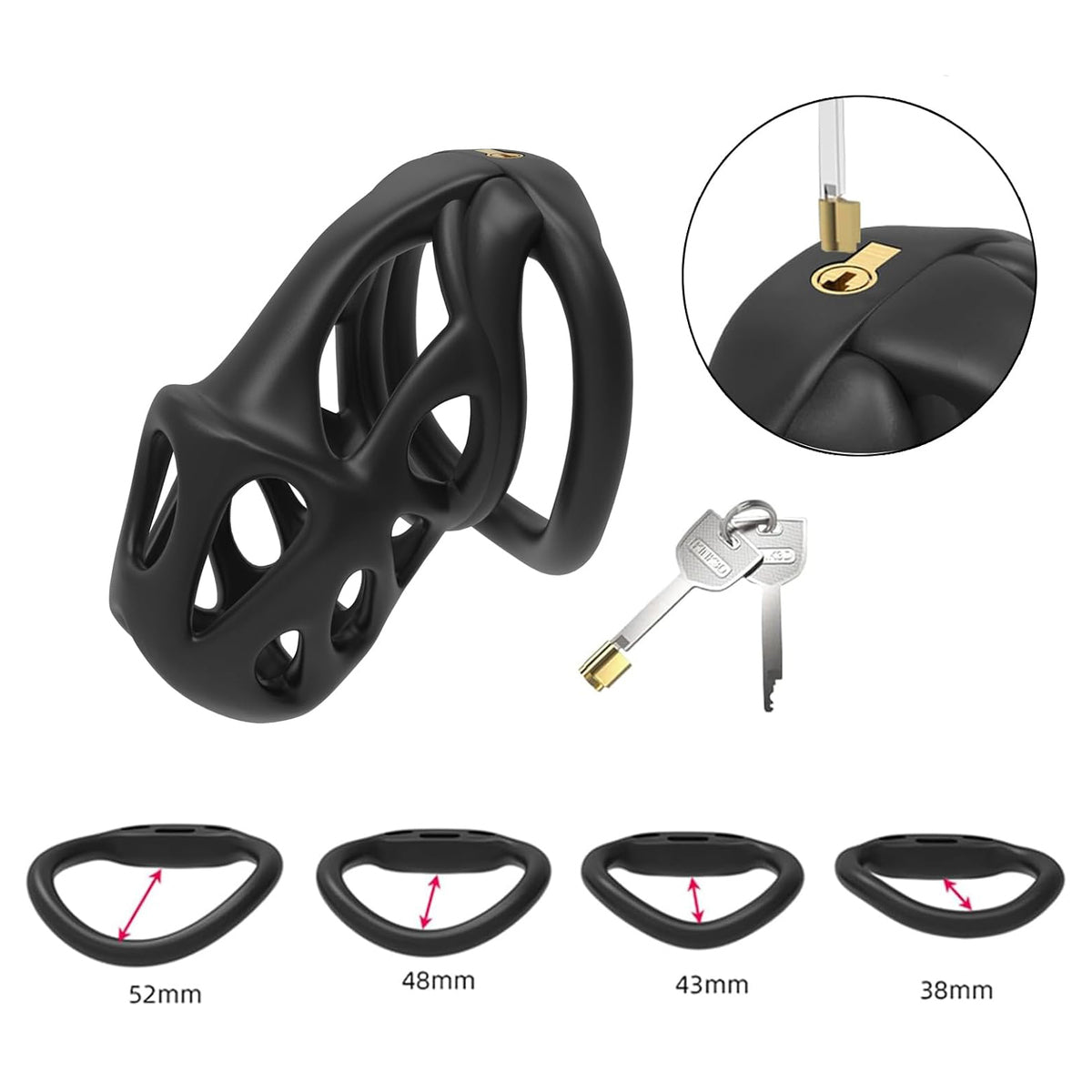 LOCK4D Viper V2 Bent Ring Chastity Cock Cage Medium