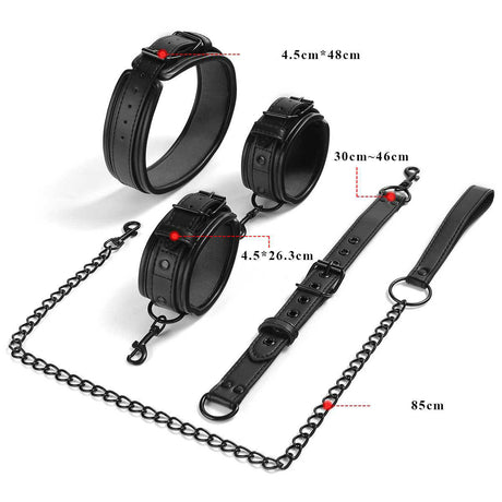 BASIXXX Faux Leather Neck to Wrist Leash Restraint Kit