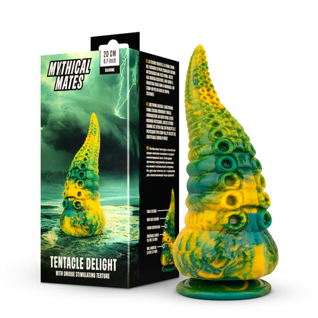 Mythical Mates Tentacle Delight Octopus Dildo 8.7 Inch Green Yellow