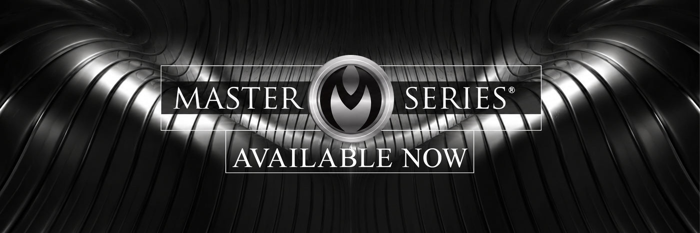 Promotional banner for Master Series with metallic design and text 'Available Now'.