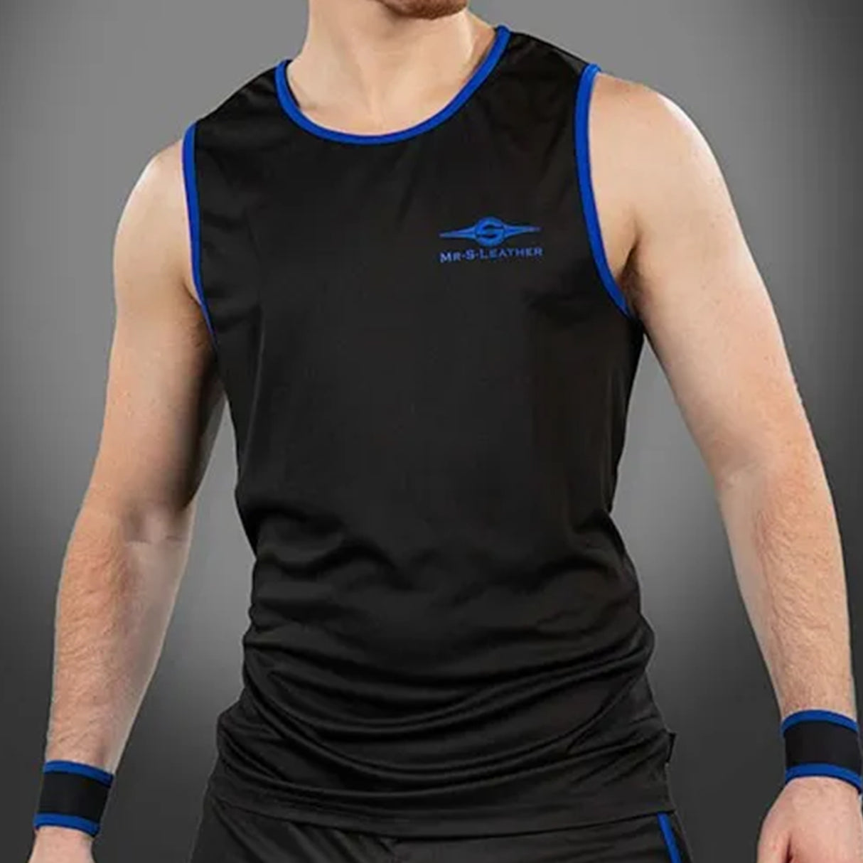 Mr S Leather Baller Tank Top Blue