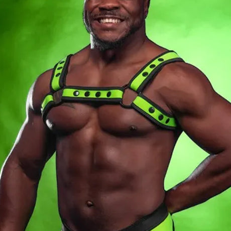 Mr S Leather Neo Bold Colour Bulldog Harness Lime