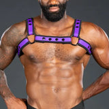 Mr S Leather Neo Bold Colour Bulldog Harness Purple