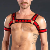 Mr S Leather Neo Bold Colour Bulldog Harness Red