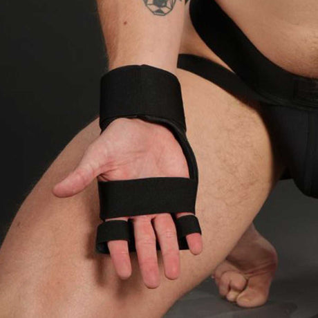 Mr S Leather Open Paw Puppy Gloves Black Orange

