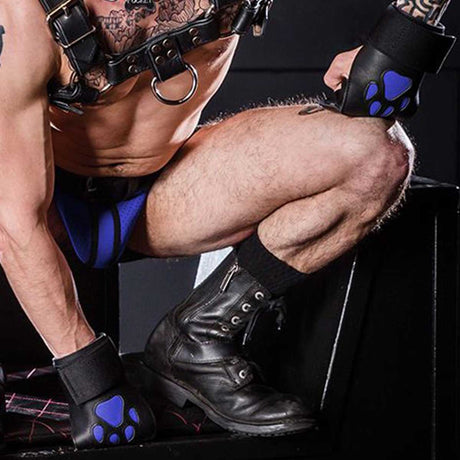 Mr S Leather Open Paw Puppy Gloves Black Royal
