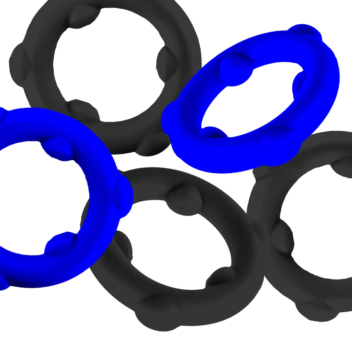 Oxballs Gearheads Cock Rings 5 Pack Blue Black