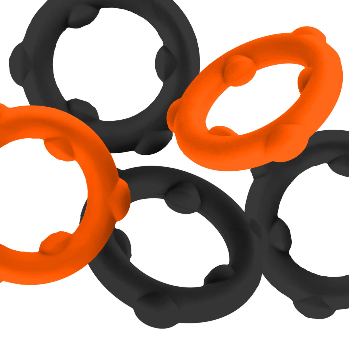 Oxballs Gearheads Cock Rings 5 Pack Orange Black