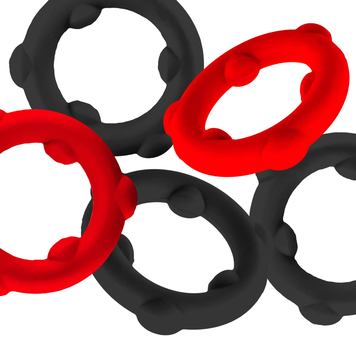 Oxballs Gearheads Cock Rings 5 Pack Red Black