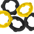 Oxballs Gearheads Cock Rings 5 Pack Yellow Black