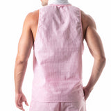 Leader Jet Set  Stripe Tank Top Pink