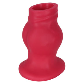 PLUG IT Pig Hole Hollow Silicone Fuck Plug Red Small