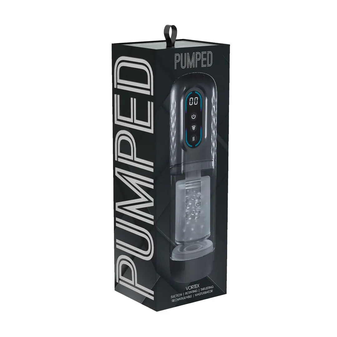 Pumped Vortex Suction Rotate and Thrust Masturbator Pump Gun Metal