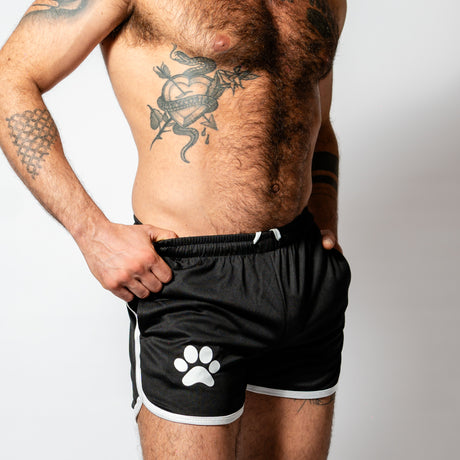 PWR Pup Mesh Paw Print Short Black White