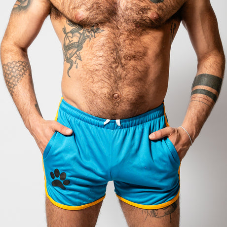 PWR Pup Mesh Paw Print Short Blue Yellow