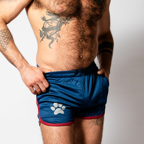 PWR Pup Mesh Paw Print Short Navy Red