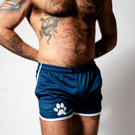 PWR Pup Mesh Paw Print Short Navy White