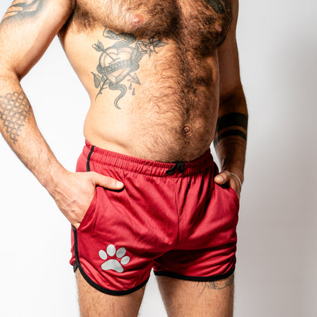 PWR Pup Mesh Paw Print Short Red Black