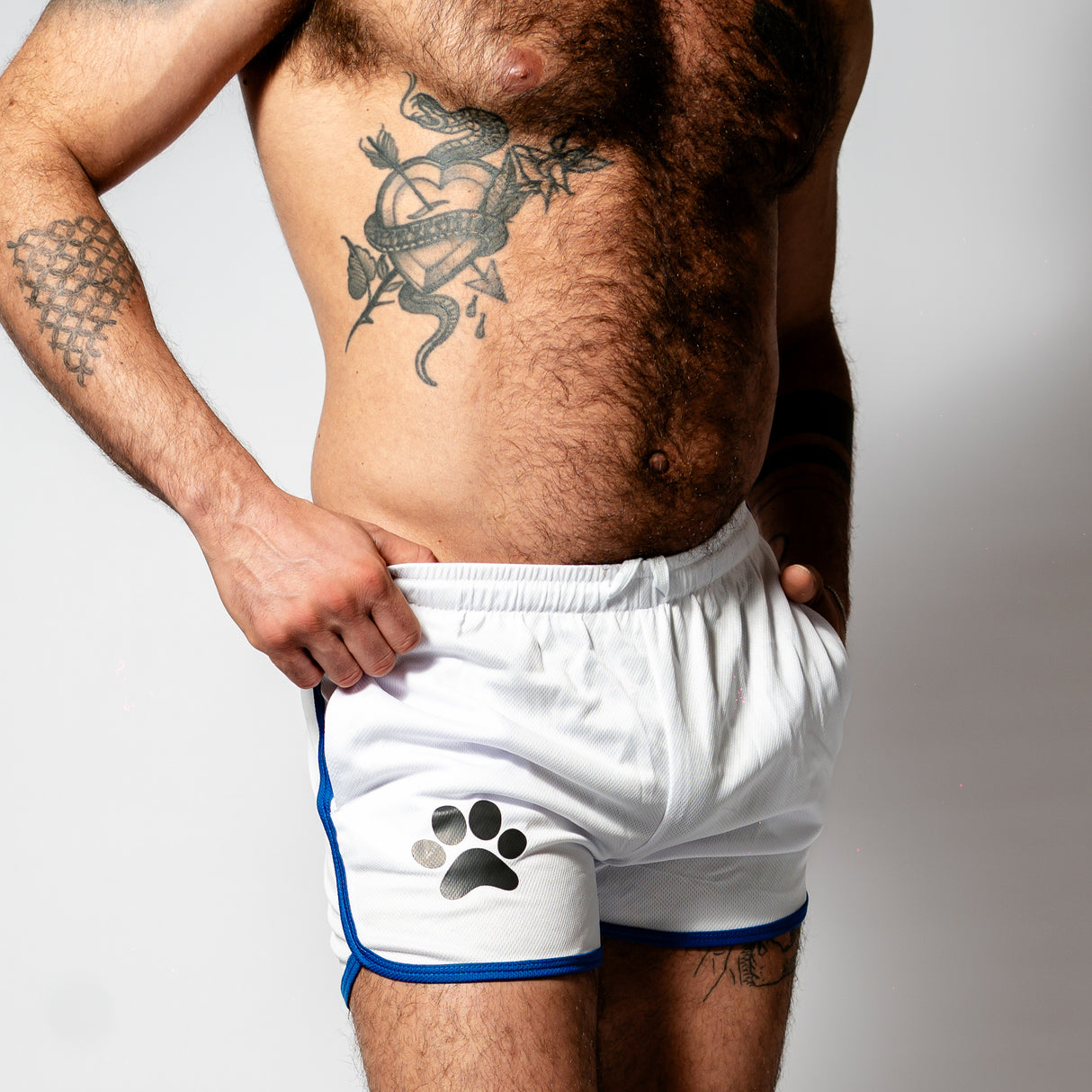 PWR Pup Mesh Paw Print Short White Blue