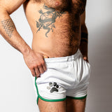 PWR Pup Mesh Paw Print Short White Green