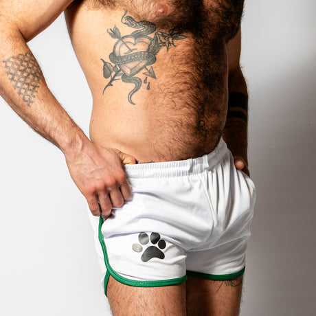 PWR Pup Mesh Paw Print Short White Green