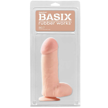 Pipedream Basix Rubber Works Big 7 Inch Dildo with Suction Cup Light
