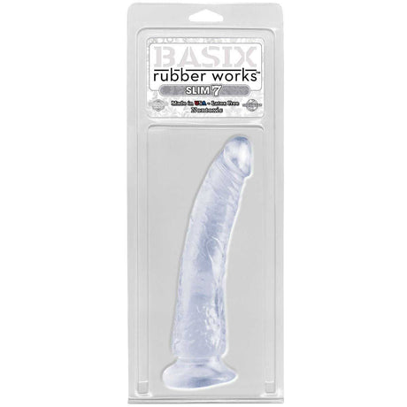 Pipedream Basix Rubber Works Slim 7 Inch Dildo With Suction Cup Clear
