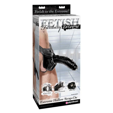 Pipedream Fetish Fantasy Extreme Hollow Strap On Dildo 10 Inch Black
