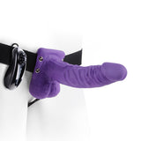Pipedream Fetish Fantasy Series 7 Inch Vibrating Hollow Strap On with Balls Purple Black