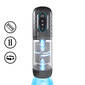 Pumped Vortex Suction Rotate and Thrust Masturbator Pump Gun Metal