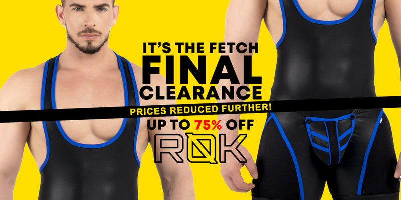 Promotional graphic for an athletic singlet set, showing a male model from the front and back against a bright yellow background. The product is a black tank-style singlet with blue trim and matching black shorts with blue trim.