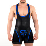 ROK Kinky Close Wrestler Singlet Black Blue
