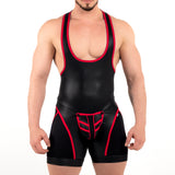 ROK Kinky Open Wrestler Singlet Black Red