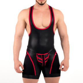 ROK Kinky Open Wrestler Singlet Black Red