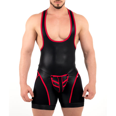 ROK Kinky Zipper Wrestler Singlet Black Red