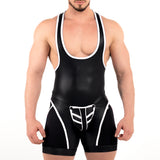 ROK Kinky Zipper Wrestler Singlet Black White