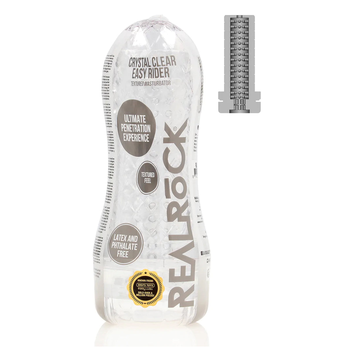 RealRock Crystal Clear Easy Rider Textured Masturbator Clear