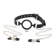 Ruff Gear Silicone O Ring Gag with Nipple Clamps